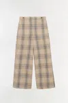 Simkhai Kennedy Plaid Linen-blend Cropped Pants In Brown