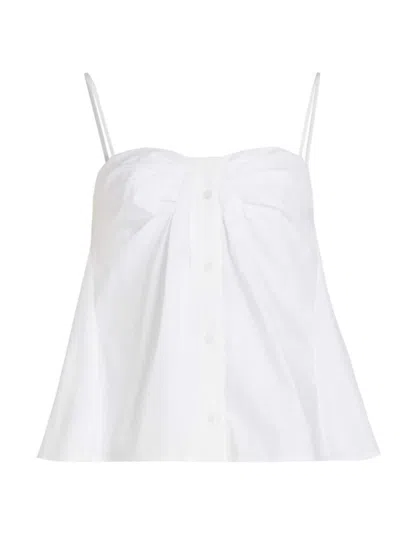 Simkhai Kenz Sleeveless Cotton Poplin Button-front Top In White