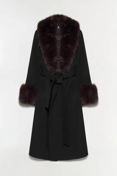 Simkhai Women's Kinsley Faux Fur Wool Coat In Black Chocolate Multi