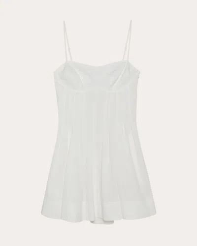 Simkhai Women's Kitt Poplin Pleated Bustier Mini Dress In White