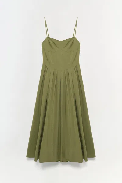 Simkhai Women's Kittiya Cotton Midi Dress In Olive