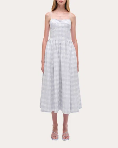 SIMKHAI WOMEN'S KITTIYA GINGHAM COTTON FIL-COUPE PLEATED MIDI DRESS