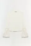 Simkhai Agata Taffeta-trimmed Ribbed-knit Top In White