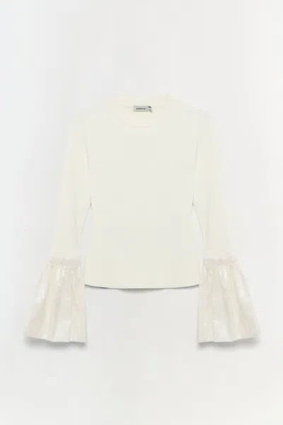 SIMKHAI WOMEN'S KNITTED AGATA LONG SLEEVE TOP IN IVORY