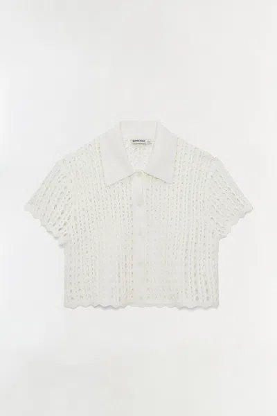 Simkhai Arlan Open Stitch Camp Shirt In Ivory In White