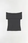 Simkhai Women's Knitted Callahan Wool Off Shoulder Top In Grey Melange In Black