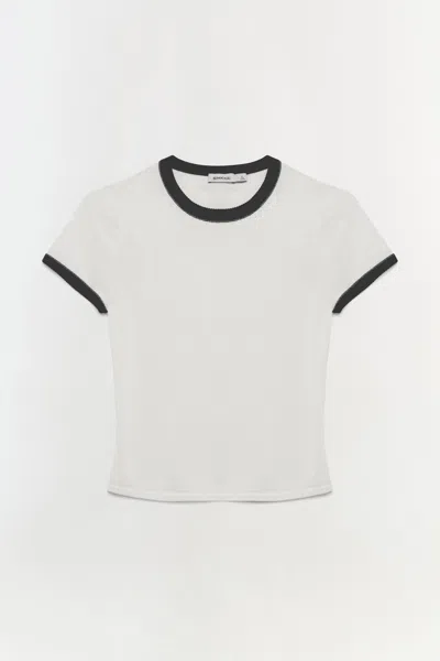 Simkhai Women's Knitted Carmen Cotton Silk Top In Ivory