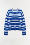 Simkhai Carrick Fringed Cotton-blend Knit Sweater In Blue