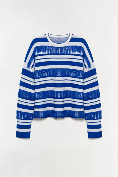 Simkhai Women's Knitted Carrick Crewneck Sweater In Royal Blue Stripe