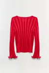 Simkhai Carys Crinkled Satin Top In Red
