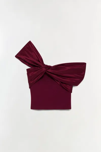 Simkhai Women's Knitted Celiana Off Shoulder Top In Cranberry In Red