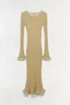 Simkhai Women's Knitted Chessie Metallic Plisse Midi Dress In Gold In Gold