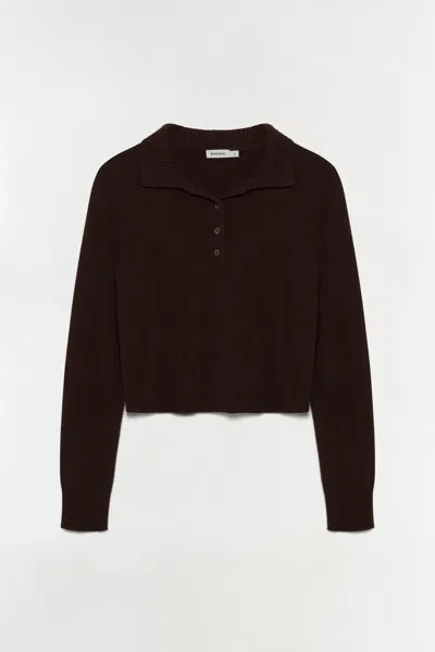 Simkhai Women's Knitted Constance Cashmere Polo Shirt In Chocolate In Brown