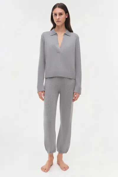 Simkhai Women's Knitted Cotton Cashmere Joggers In Heather Grey