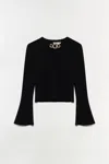 Simkhai Women's Knitted Evren Wool Long Sleeve Top In Black In Black