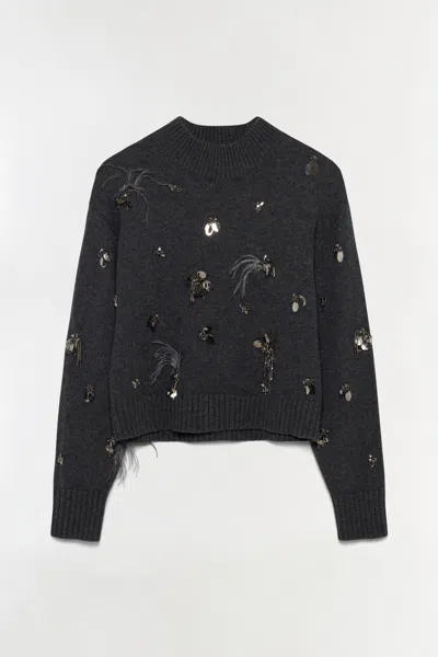 Simkhai Women's Knitted Gabriette Embellished Sweater In Charcoal In Gray