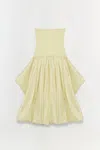 Simkhai Women's Knitted Izzy Strapless Taffeta Midi Dress In Sunglow
