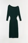Simkhai Women's Knitted Janese Off Shoulder Midi Dress In Emerald In Animal Print