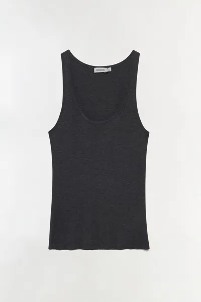 Simkhai Women's Knitted Kioni Silk Cashmere Tank Top In Grey In Black