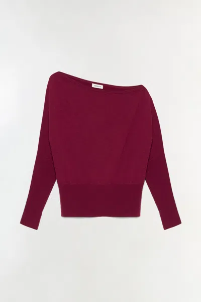 Simkhai Women's Knitted Lavina Off Shoulder Sweater In Cranberry In Pink