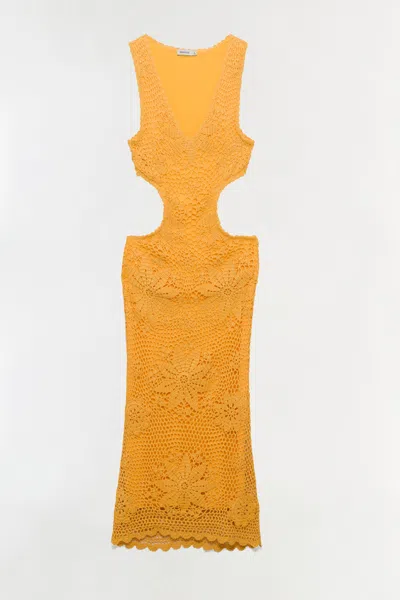 Simkhai Women's Knitted Lyla Crochet Midi Dress In Mango In Multi