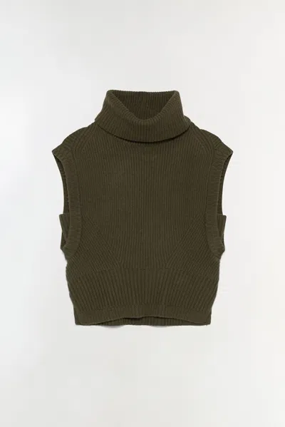 Simkhai Women's Knitted Maple Wool Cashmere Top In Alligator In Green