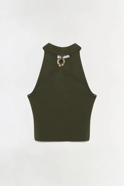 Simkhai Women's Knitted Renlen Wool Halter Top In Fern In Green