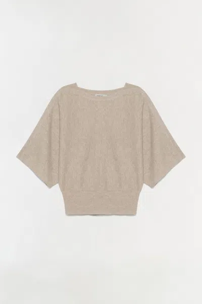 Simkhai Women's Knitted Shai Cashmere Dolman Boxy T-shirt In Stone In Brown