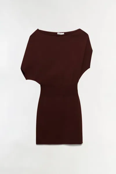 Simkhai Women's Knitted Shania Off Shoulder Mini Dress In Mahogany In Brown