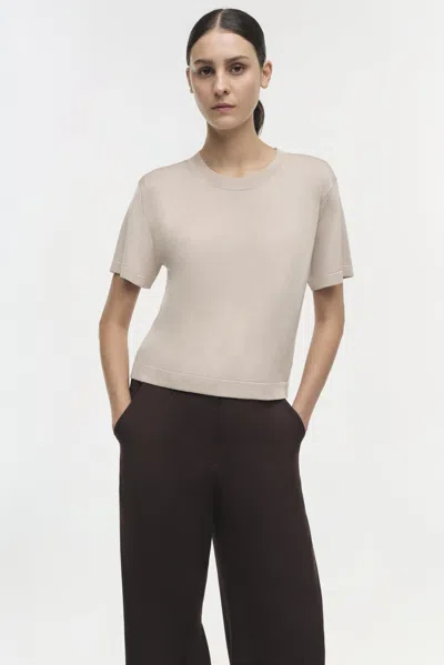 Simkhai Women's Knitted Short Sleeve Bonny T-shirt In Sandstone