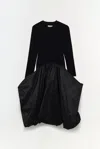 Simkhai Kenlie Mixed Media Bubble Midi Dress In Black