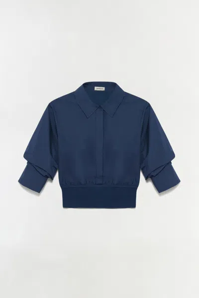 Simkhai Women's Knitted Stiles Cotton Shirt In Midnight In Blue