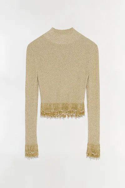 Simkhai Tali Pearl Fringe Top In Gold In Multi