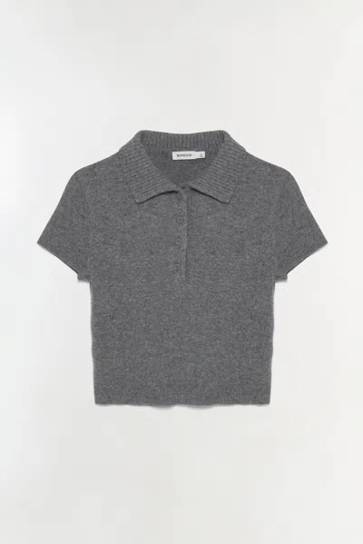 Simkhai Women's Knitted Twila Cashmere Polo Shirt In Heather Grey In Gray