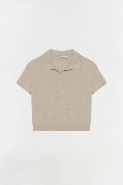 Simkhai Women's Knitted Twila Cashmere Polo Shirt In Stone In Brown