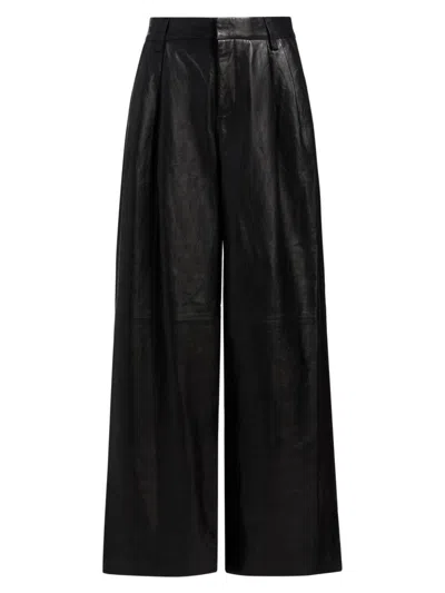 Simkhai Women's Kobie Leather Wide-leg Pants In Black