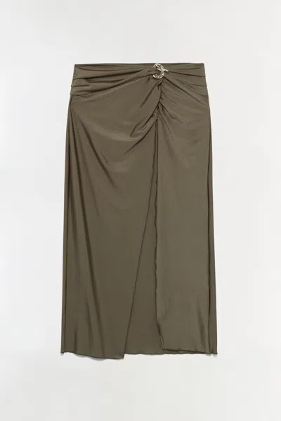 Simkhai Women's Kora Satin Wrap Midi Skirt In Fern In Green