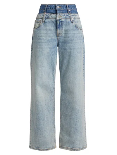 Simkhai Women's Kove Double-waistband Jeans In Blue