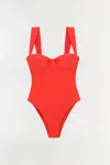 Simkhai Kyle Bustier One-piece Swimsuit In Red