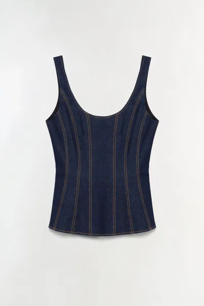 Simkhai Women's Lachlan Denim Pants Bustier Top In Twilight In Purple