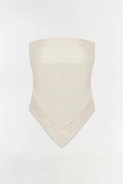 Simkhai Women's Lahni Linen Lace Top In Sand In Neutral