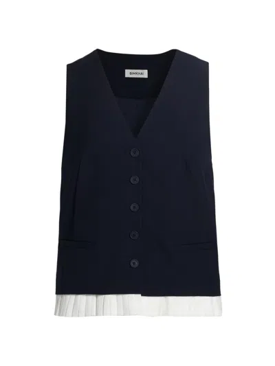 Simkhai Women's Laiken Pleated-trim Vest In Blue