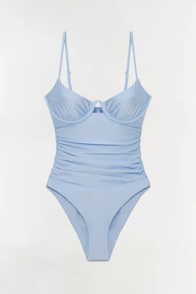 Simkhai Women's Laine Ruched One Piece Swimsuit In Tidepool In Blue