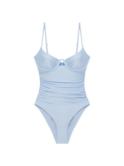 Simkhai Laine Ruched One Piece In Blue