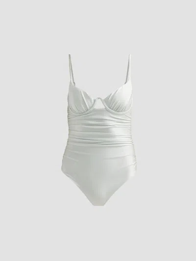 Simkhai Laine Ruched One Piece Swimsuit In White