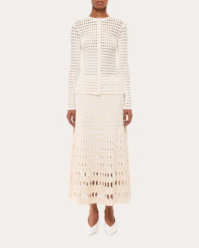 SIMKHAI WOMEN'S LARKEN GINGHAM LASER-CUT MIDI SKIRT