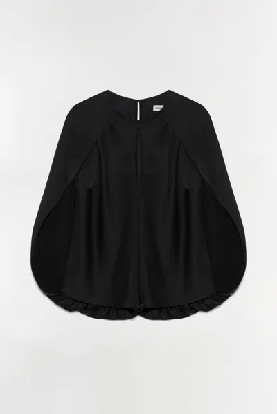 Simkhai Lauren Satin Cape Top In Black