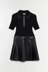 Simkhai Linnie Ribbed-knit And Pleated Mini Dress In Black