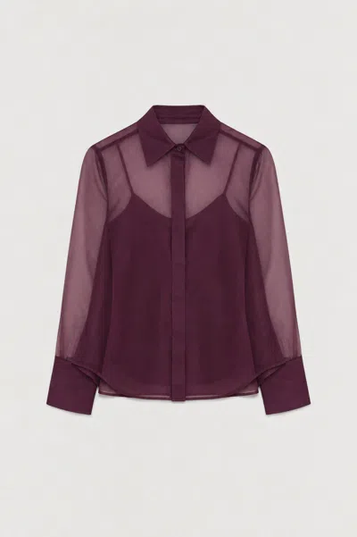 Simkhai Women's Loen Organza Shirt In Fig In Burgundy