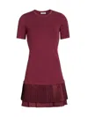 Simkhai Women's Lorin Mixed-media A-line Minidress In Burgundy